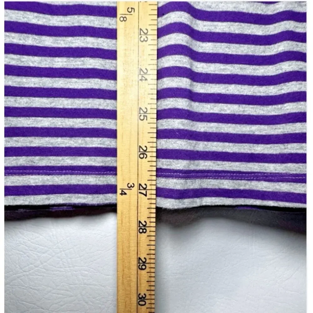 GapKids Girls Gray & Purple Striped Dress Size 10 100% Cotton 3/4 Sleeve Casual